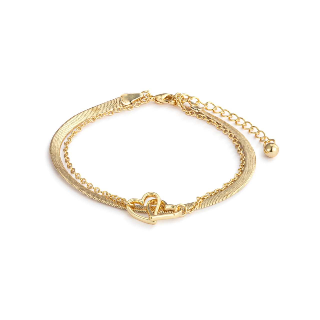 Layered Heart Gold Bracelet 6.5in thumbnail
