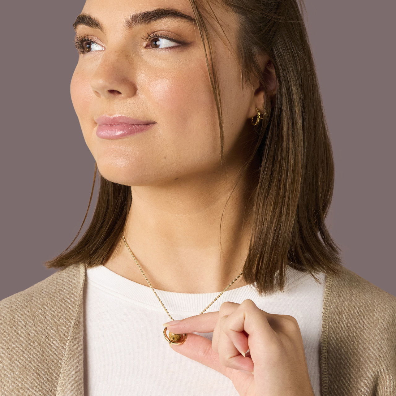 BeCalm Gold Beaded Necklace - 18in thumbnail