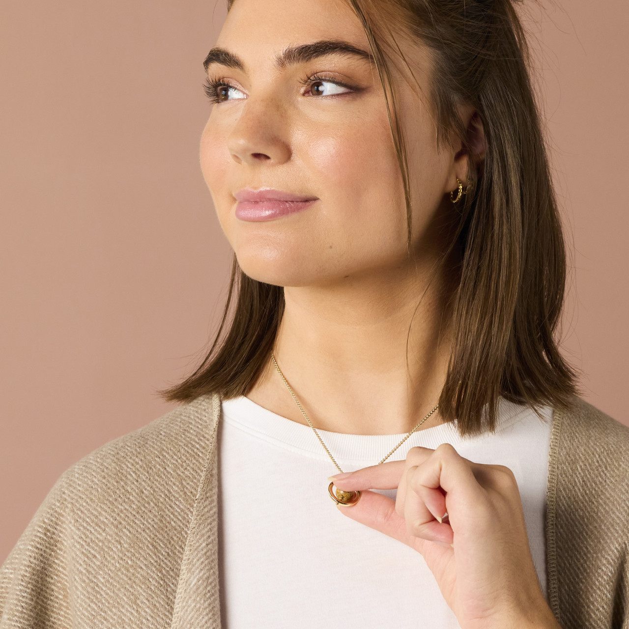 BeCalm Gold Beaded Necklace - 18in thumbnail