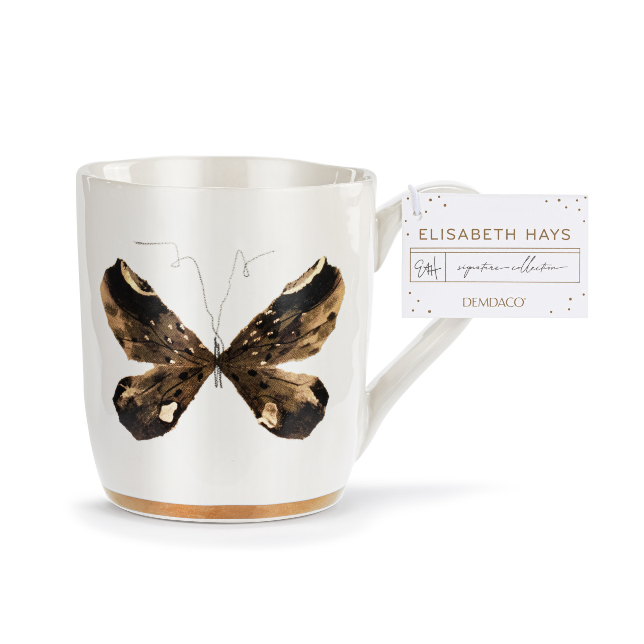 Black & Gold Butterfly White Mug with Gold Trim - 14oz thumbnail