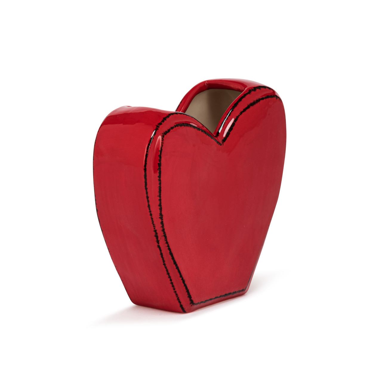 Red Heart Shaped Ceramic Vase - 4in thumbnail