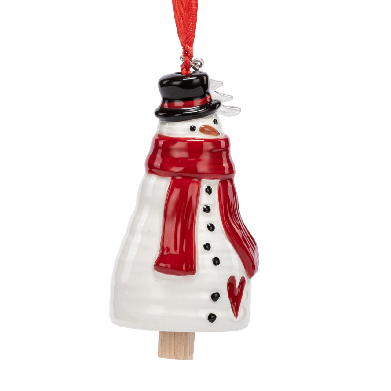 Holiday Spirit Snowman Red Heart Mini Bell Ornament - 1.5x3in thumbnail