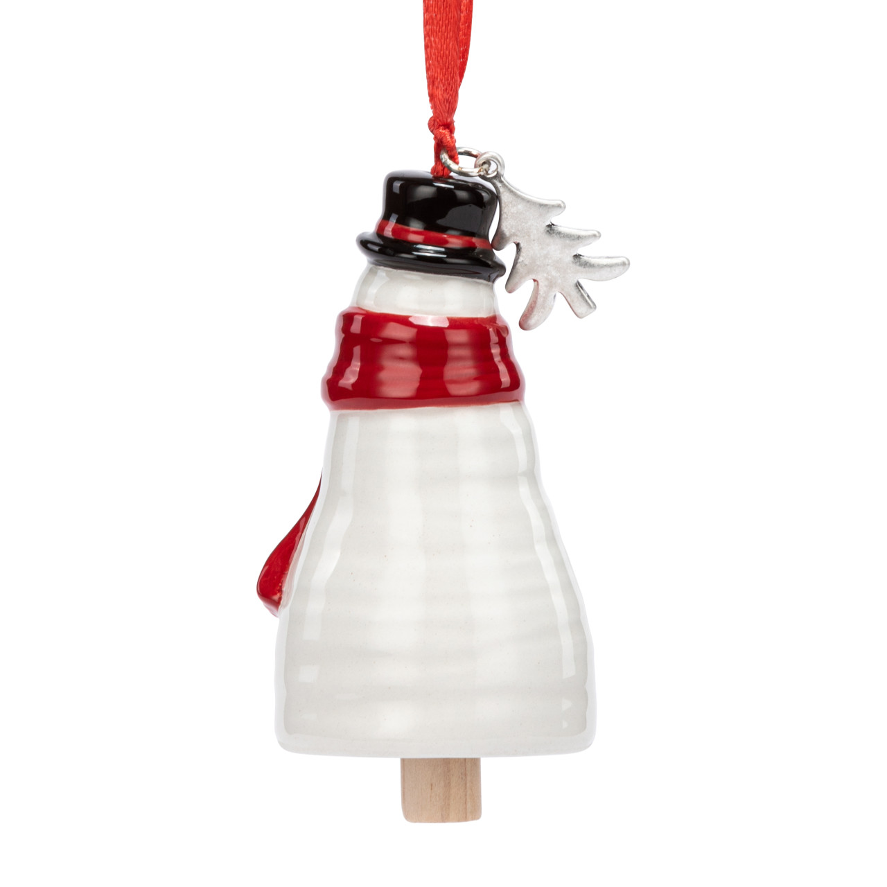 Holiday Spirit Snowman Red Heart Mini Bell Ornament - 1.5x3in thumbnail