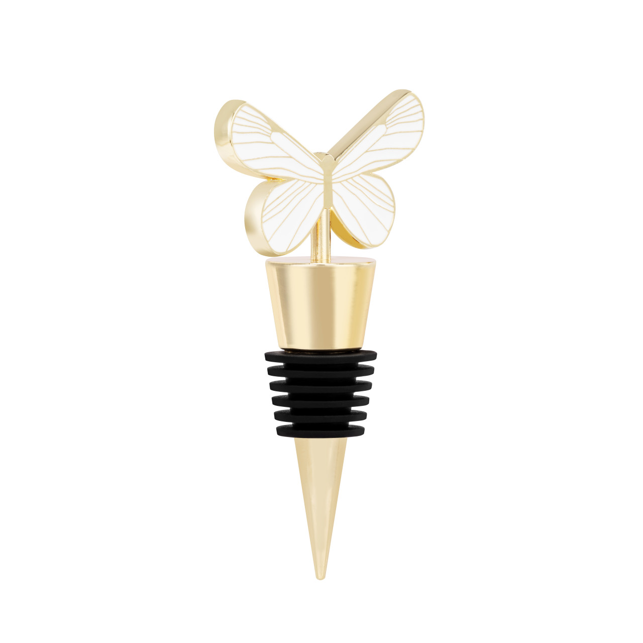 Cream & Gold Butterfly Bottle Stopper - 2.5in thumbnail