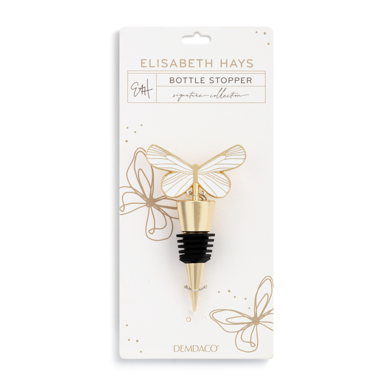 Cream & Gold Butterfly Bottle Stopper - 2.5in thumbnail