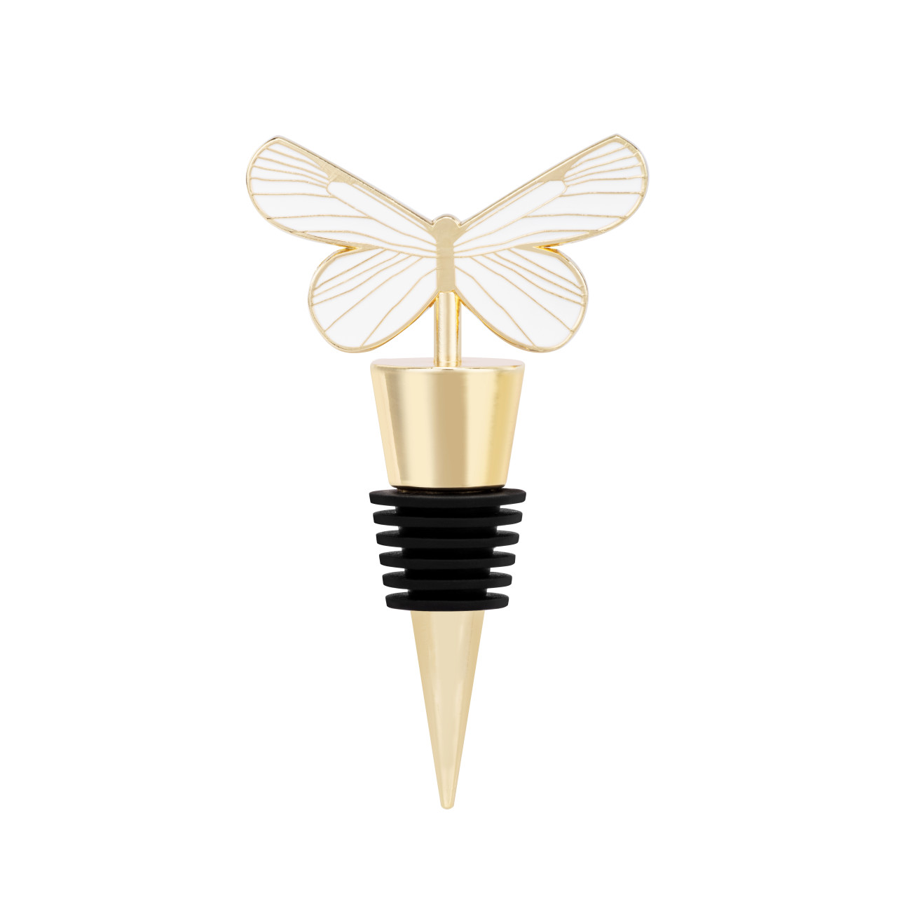 Cream & Gold Butterfly Bottle Stopper - 2.5in thumbnail