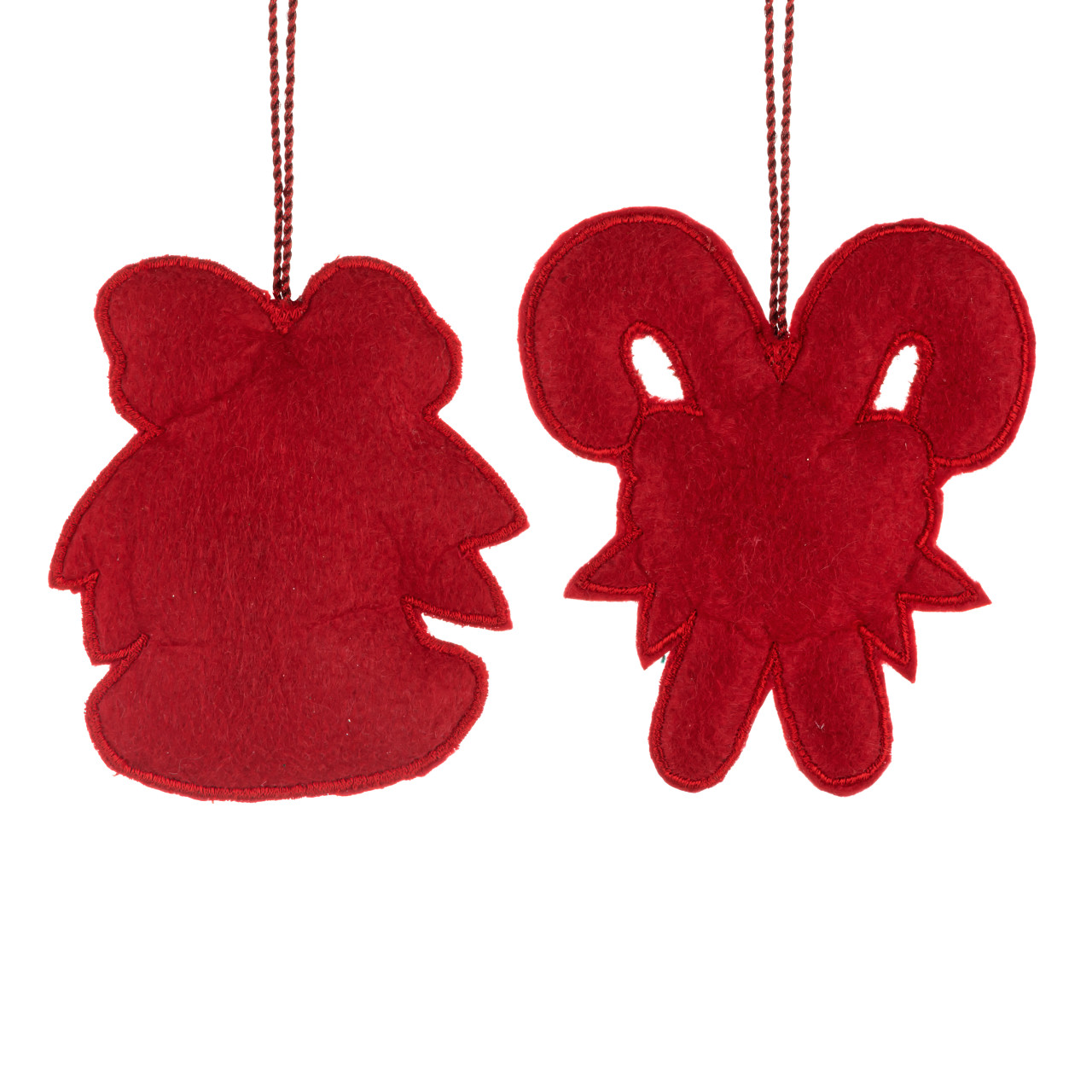 Candy Cane and Bell Red Beaded Ornaments 2 Assorted - 4x4in thumbnail