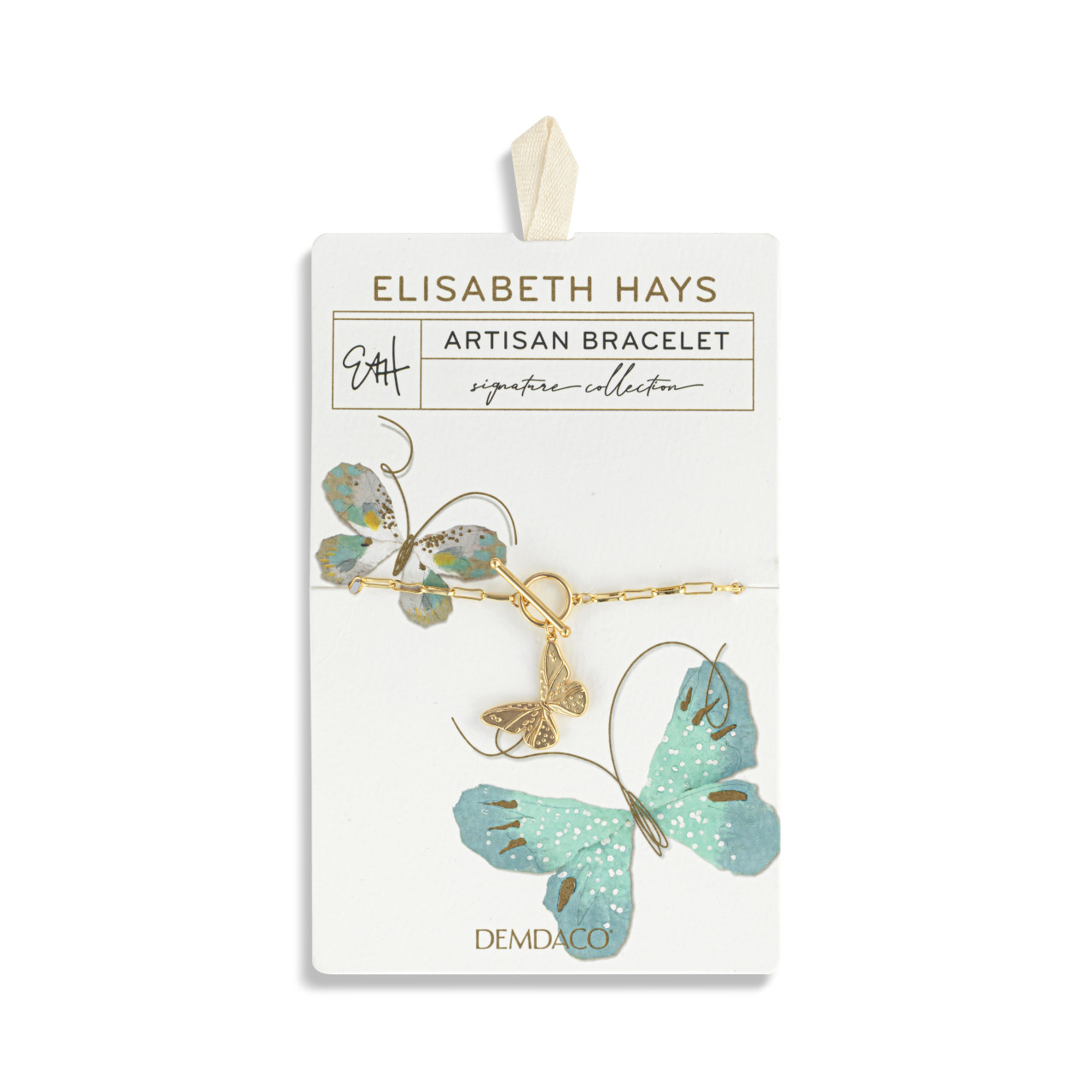 Butterfly Toggle Gold Bracelet 6.5in thumbnail
