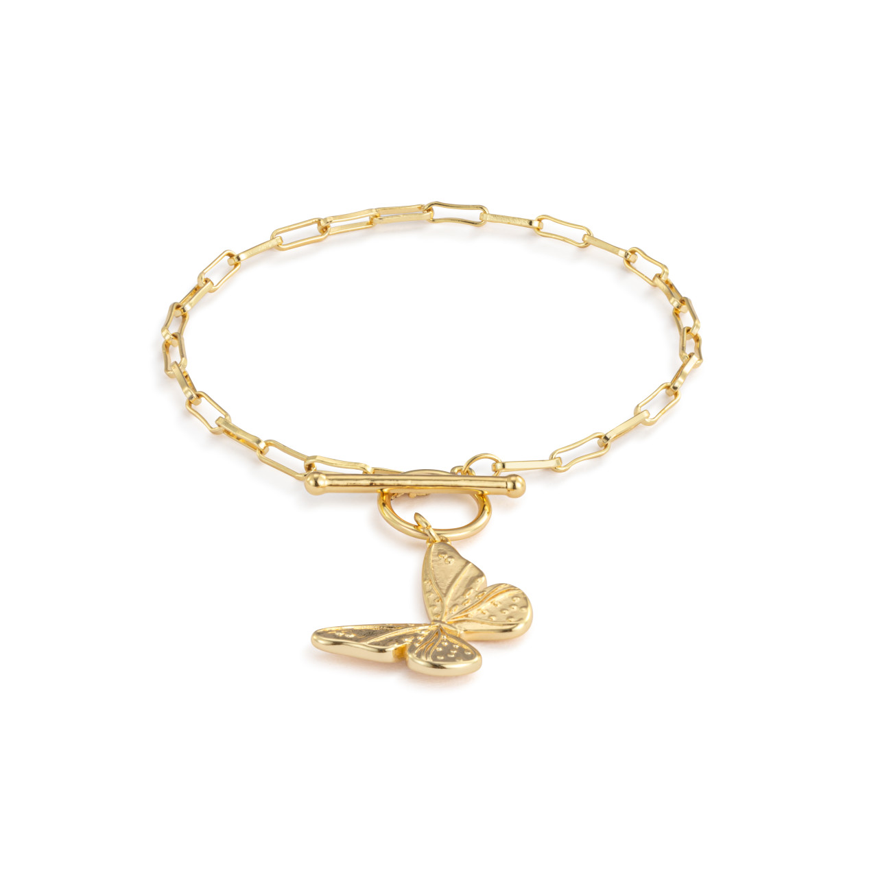 Butterfly Toggle Gold Bracelet 6.5in thumbnail