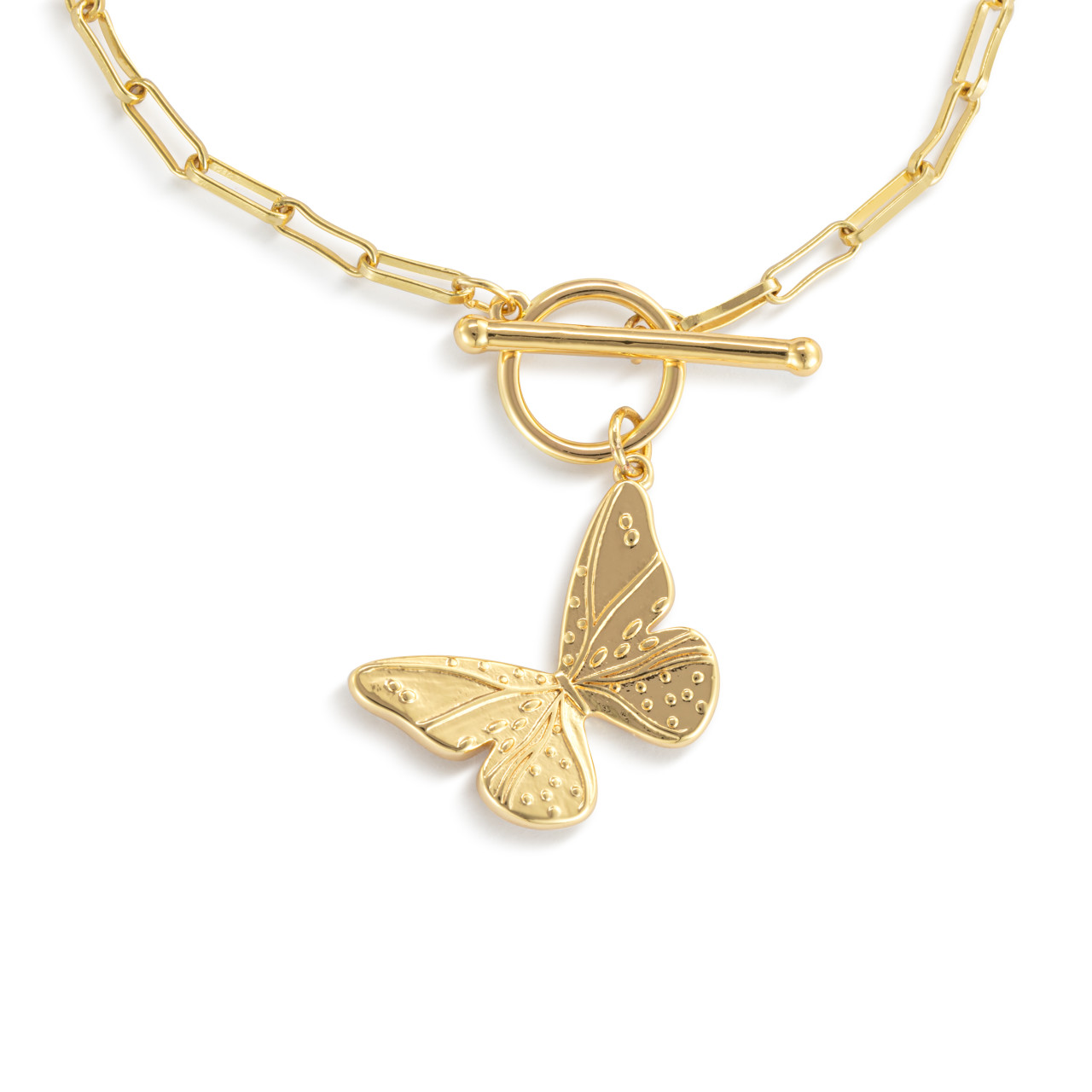 Butterfly Toggle Gold Bracelet 6.5in thumbnail
