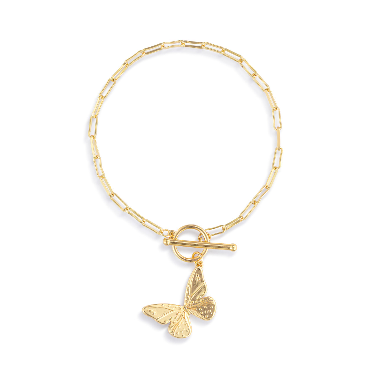 Butterfly Toggle Gold Bracelet 6.5in thumbnail