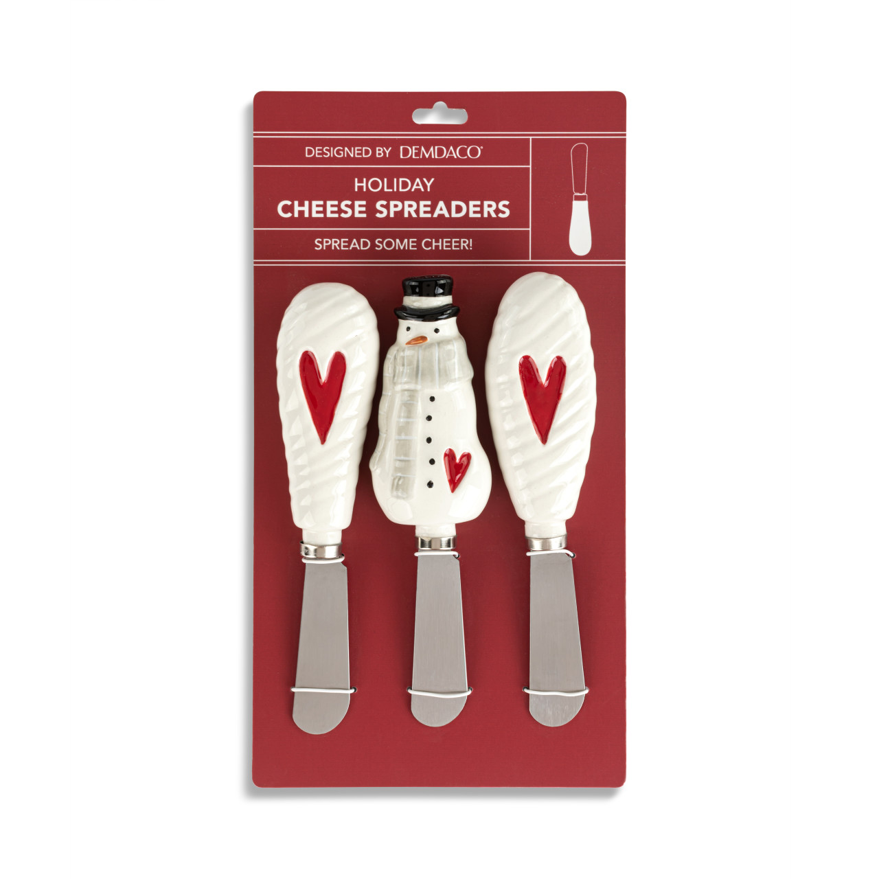 Snowman Red Heart Ceramic Spreaders Set of 3 - 1.5x6in thumbnail
