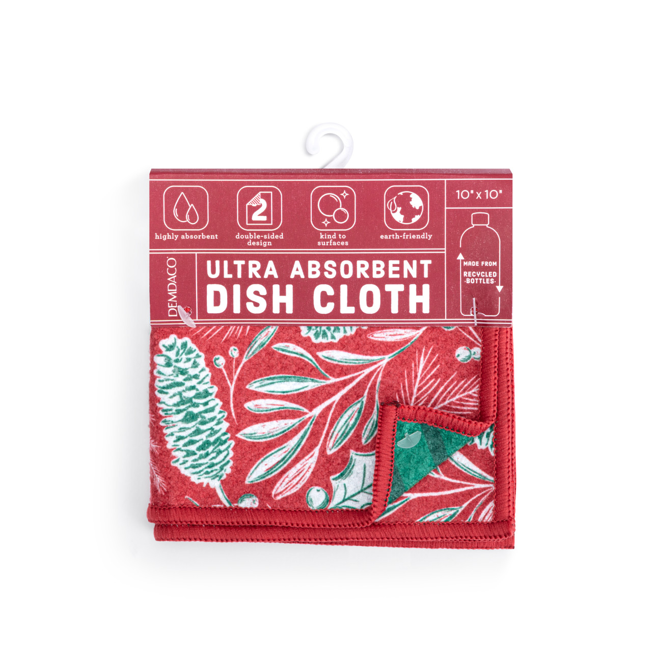Red Pinecone Absorbent Double Sided Dishcloths Set of 2 - 10in thumbnail