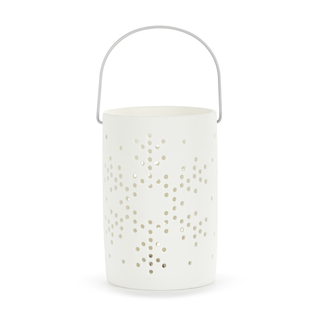 White LED Ceramic Snowflake Tall Lantern - 5x7in thumbnail
