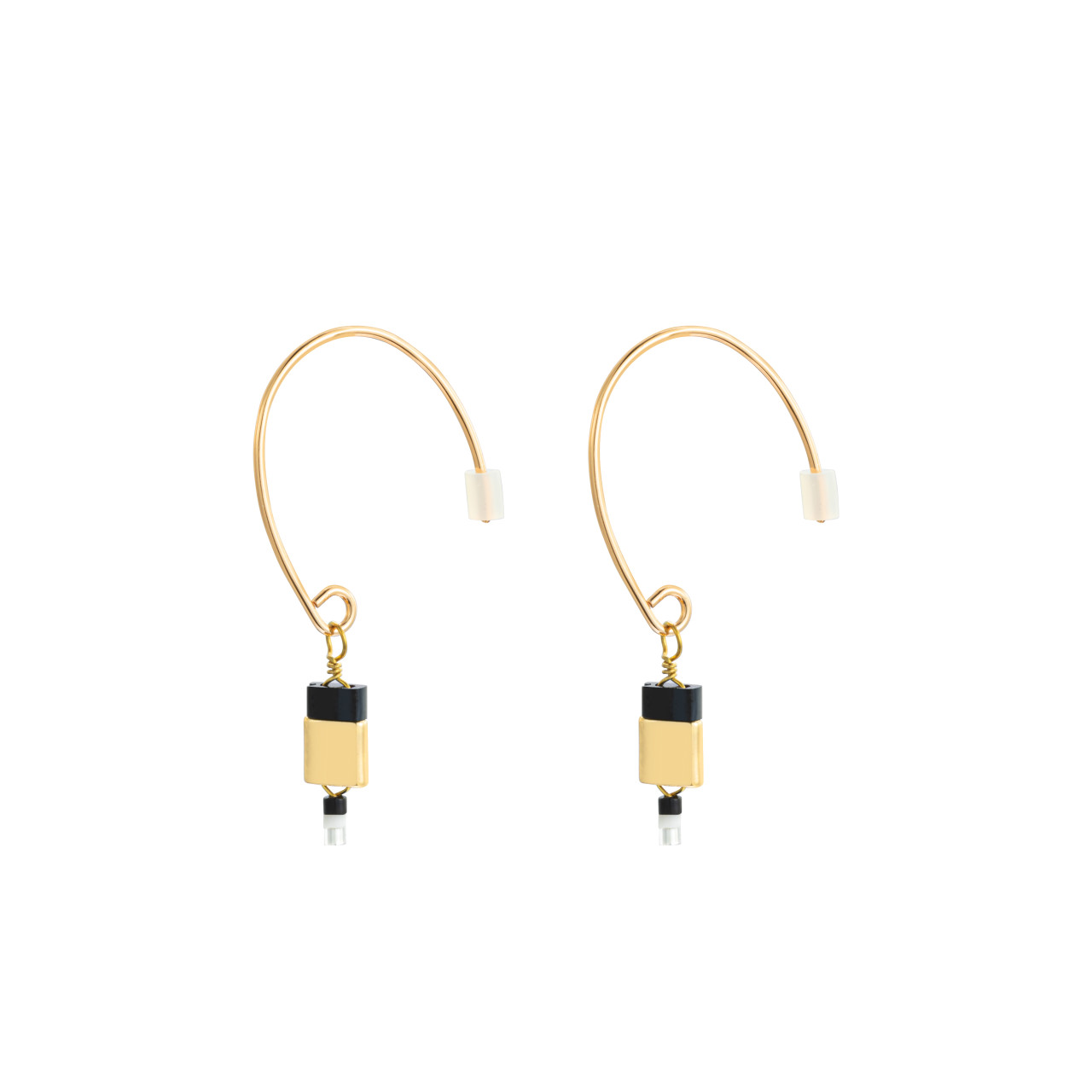 Beaded Tile Black/Gold Earrings - 13.15x5.5mm thumbnail