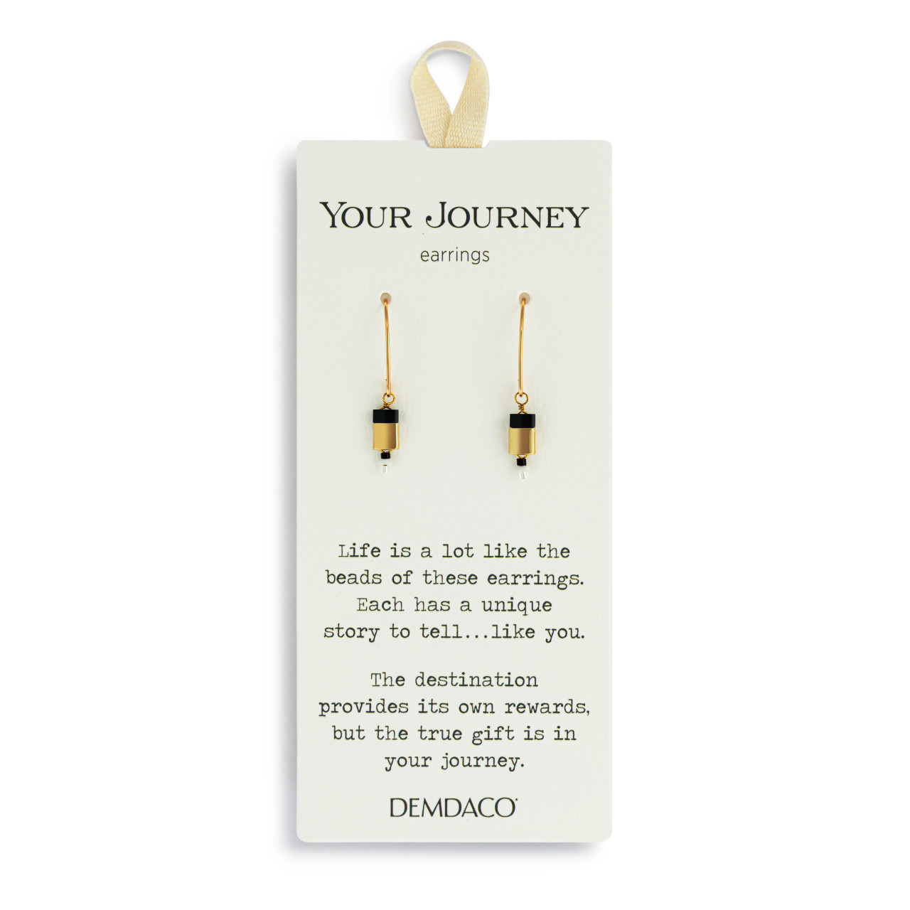 Beaded Tile Black/Gold Earrings - 13.15x5.5mm thumbnail