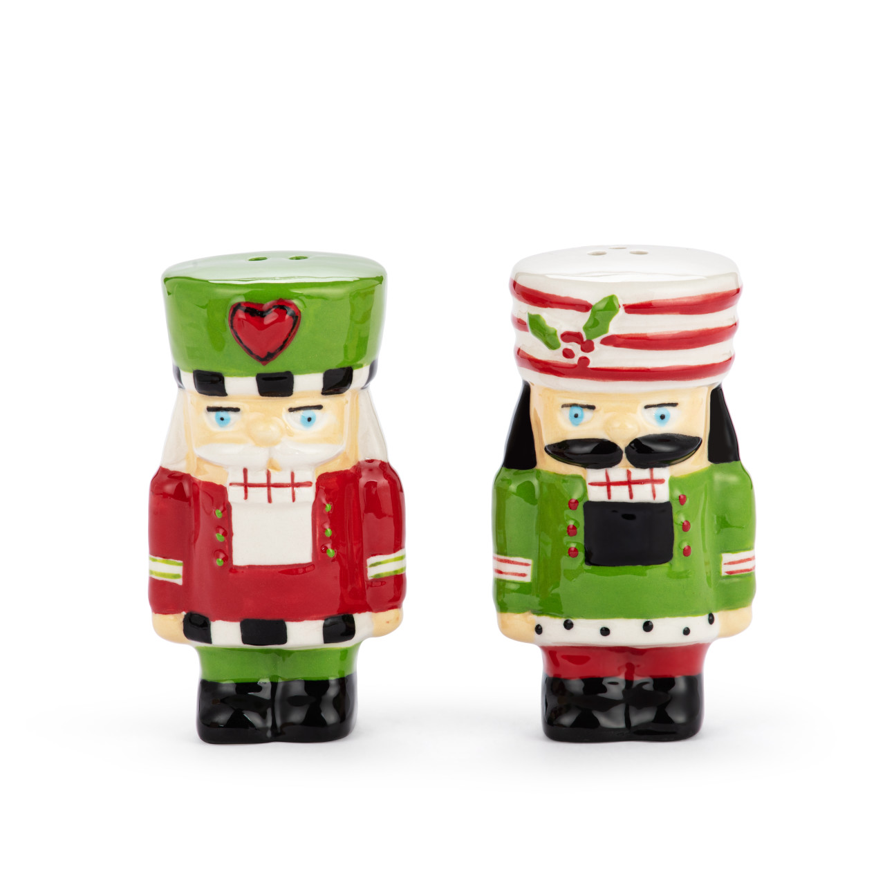Heartful Nutcracker Ceramic Salt and Pepper Set - 2x3in thumbnail