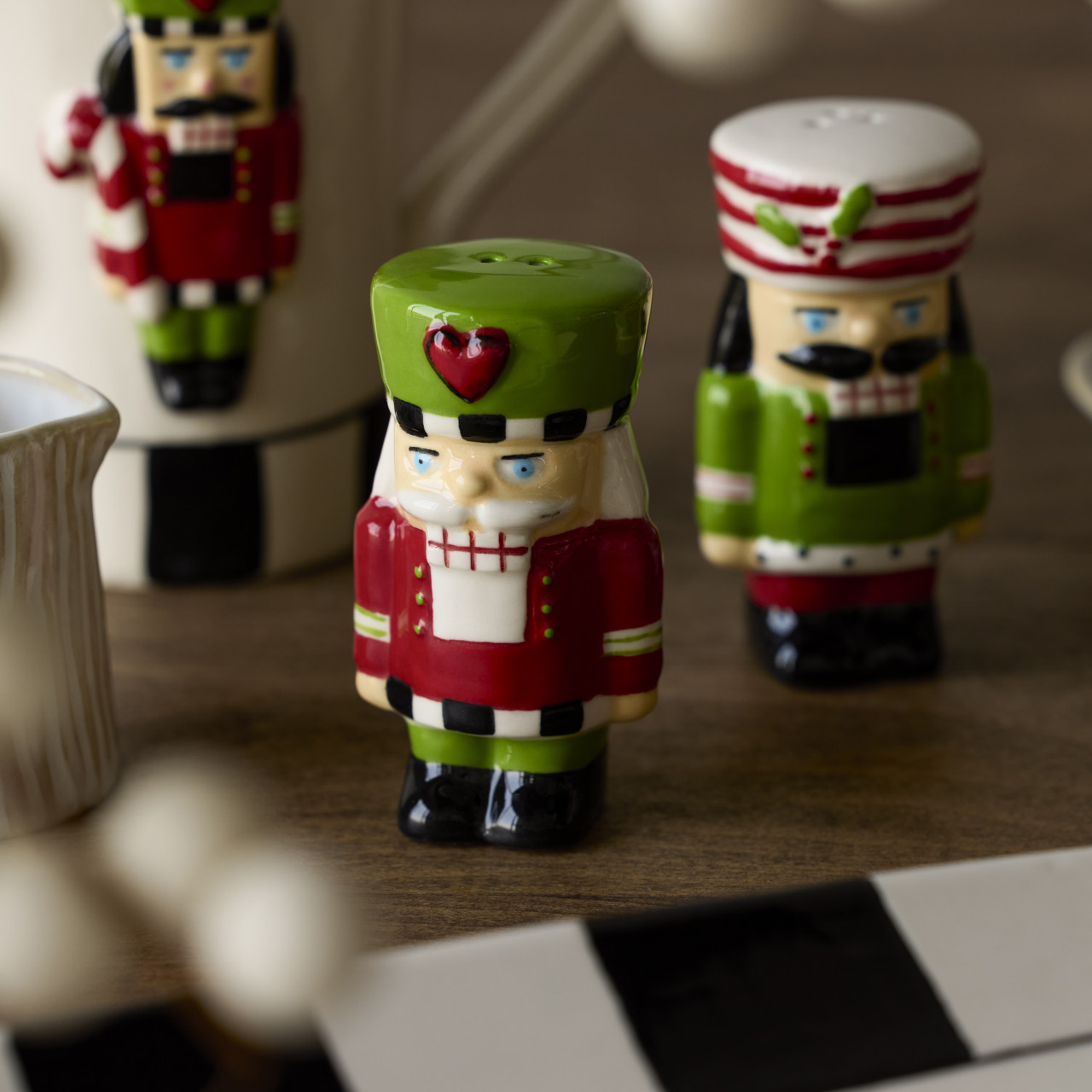 Heartful Nutcracker Ceramic Salt and Pepper Set - 2x3in thumbnail
