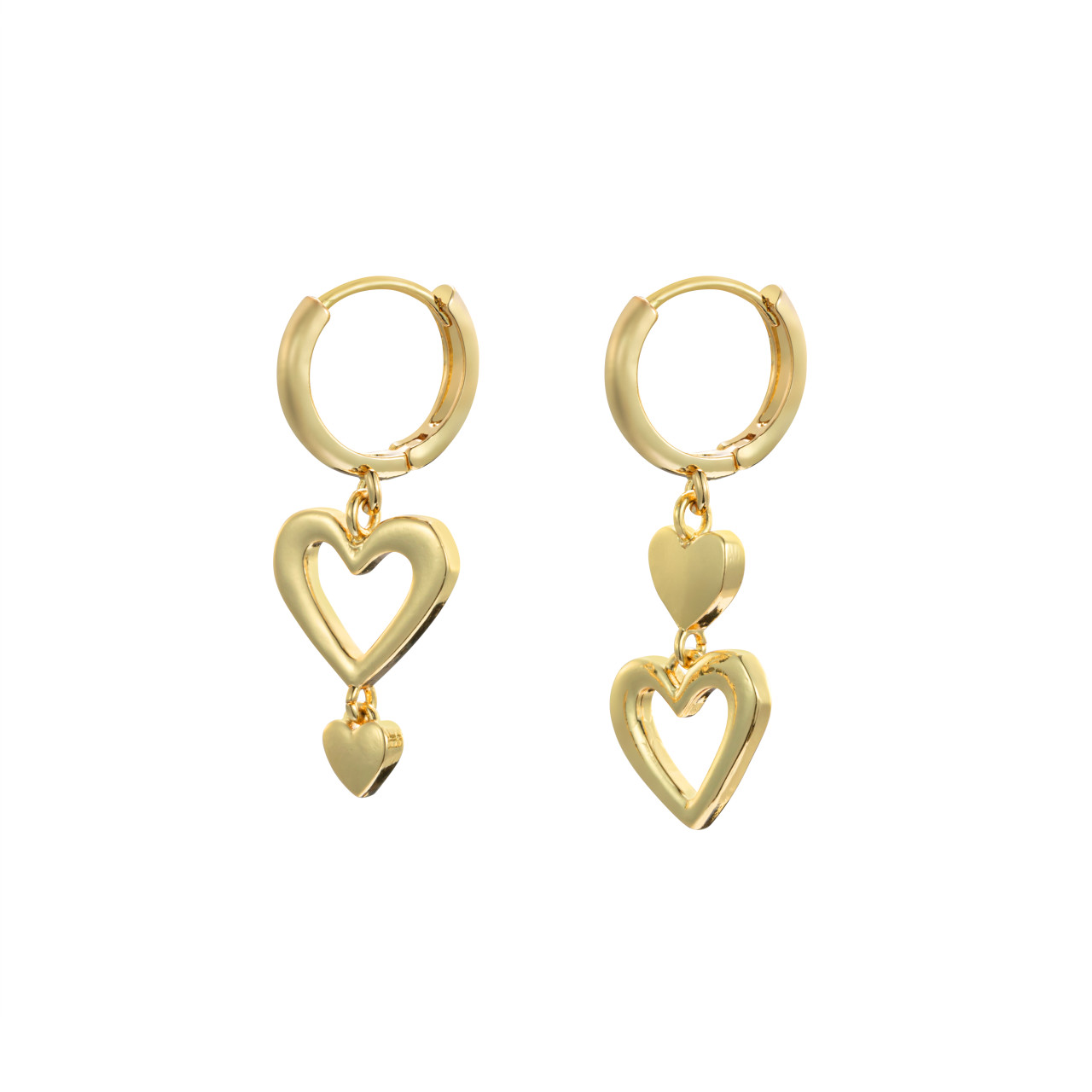 Mismatched Double Hearts Earring Set - 10mm thumbnail
