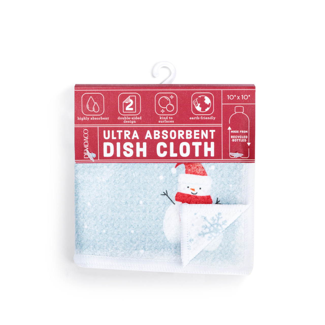Blue Snowmen Absorbent Double Sided Dishcloths Set of 2 - 10in thumbnail