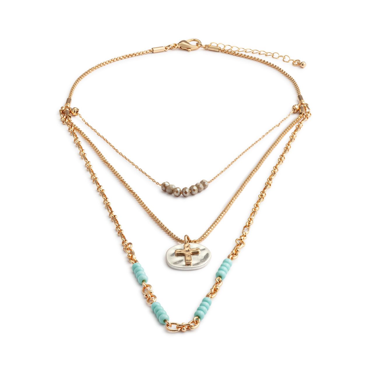 Beaded Prayer Turquoise Necklace - 24in thumbnail