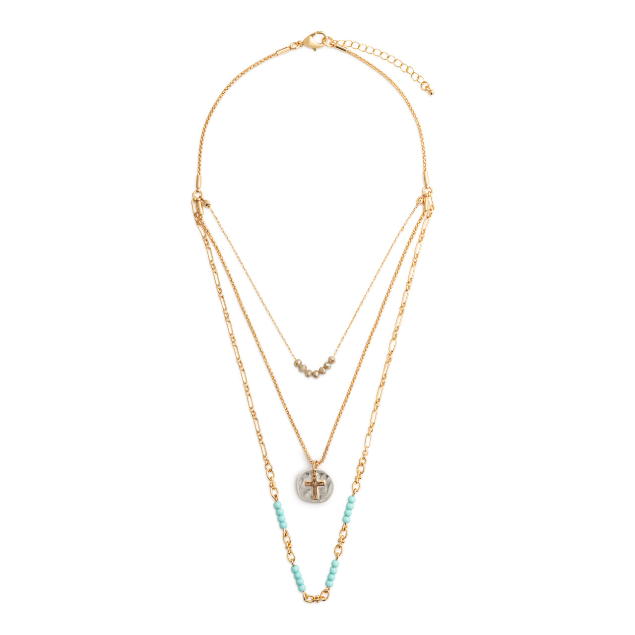 Beaded Prayer Turquoise Necklace - 24in thumbnail