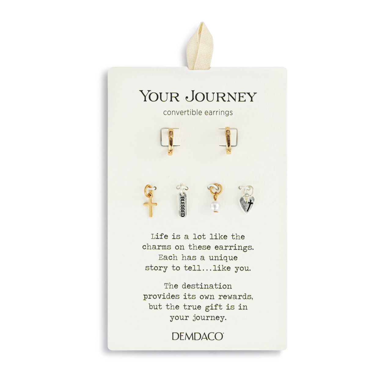 Faith Charm Gold Earring Set - 8mm thumbnail