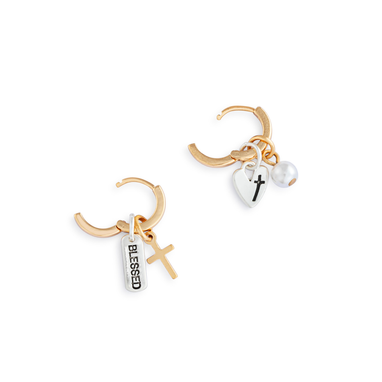 Faith Charm Gold Earring Set - 8mm thumbnail