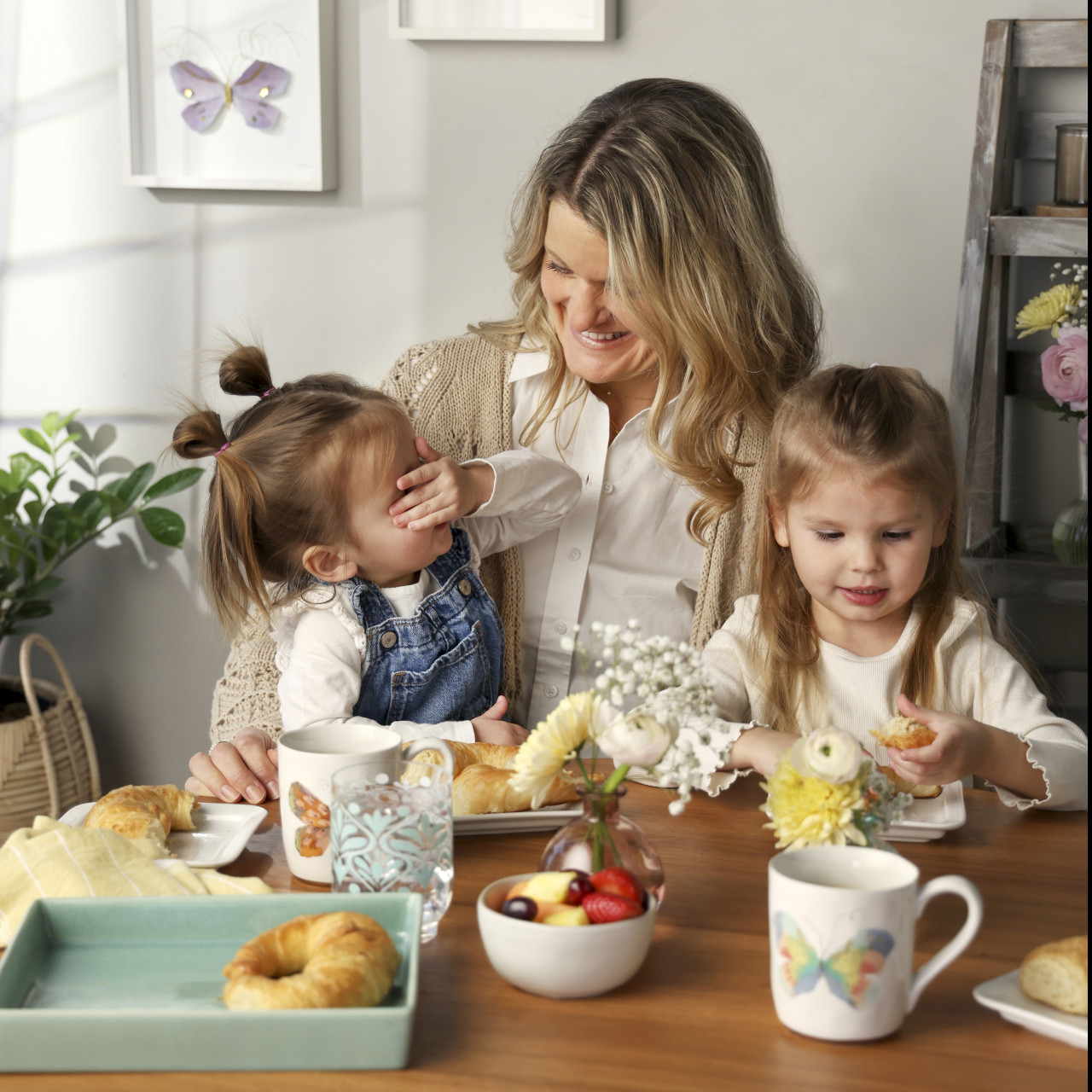 Pastel Multi Butterfly White Mug with Gold Trim - 14oz thumbnail