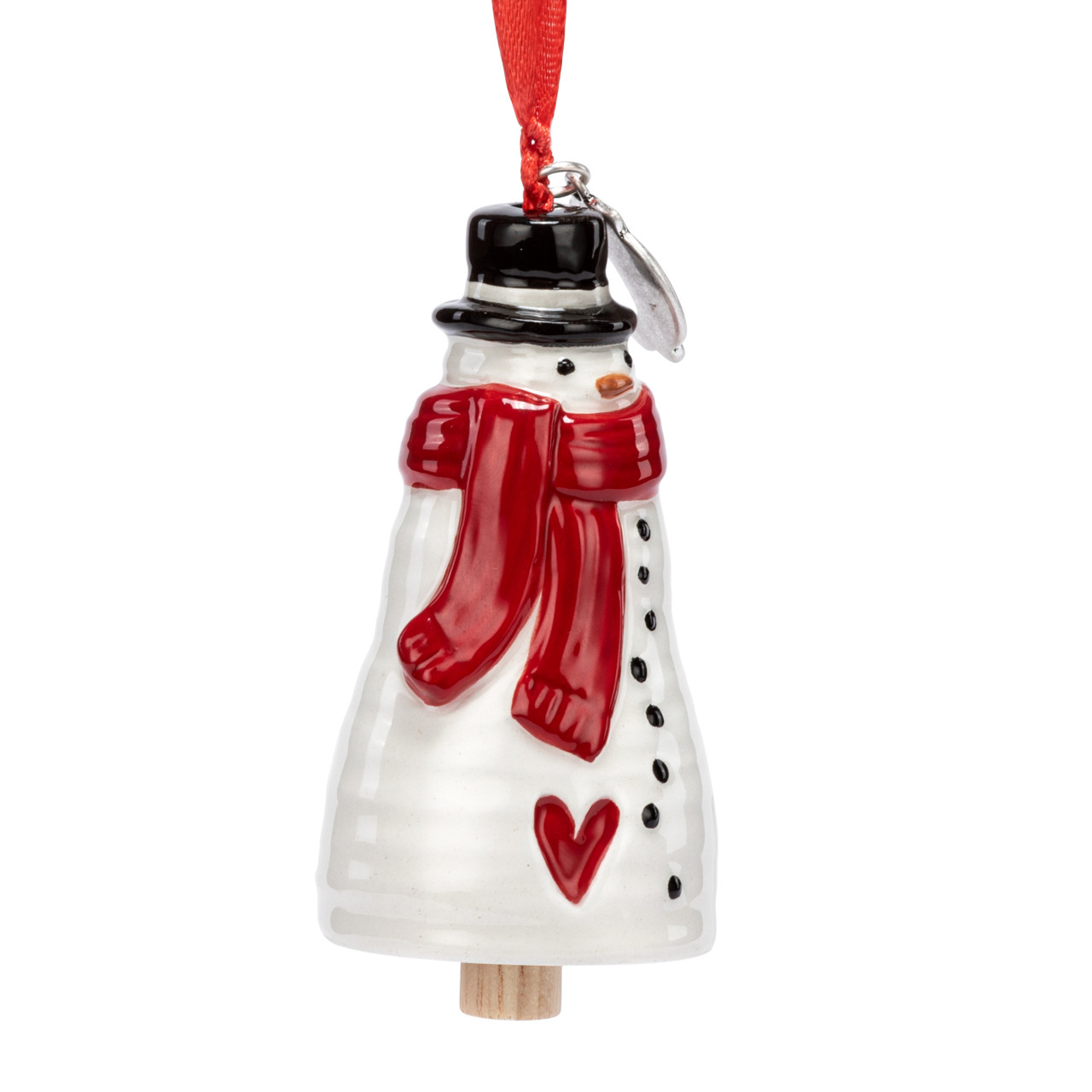 Remembrance Snowman Red Heart Mini Bell Ornament - 1.5x3in thumbnail