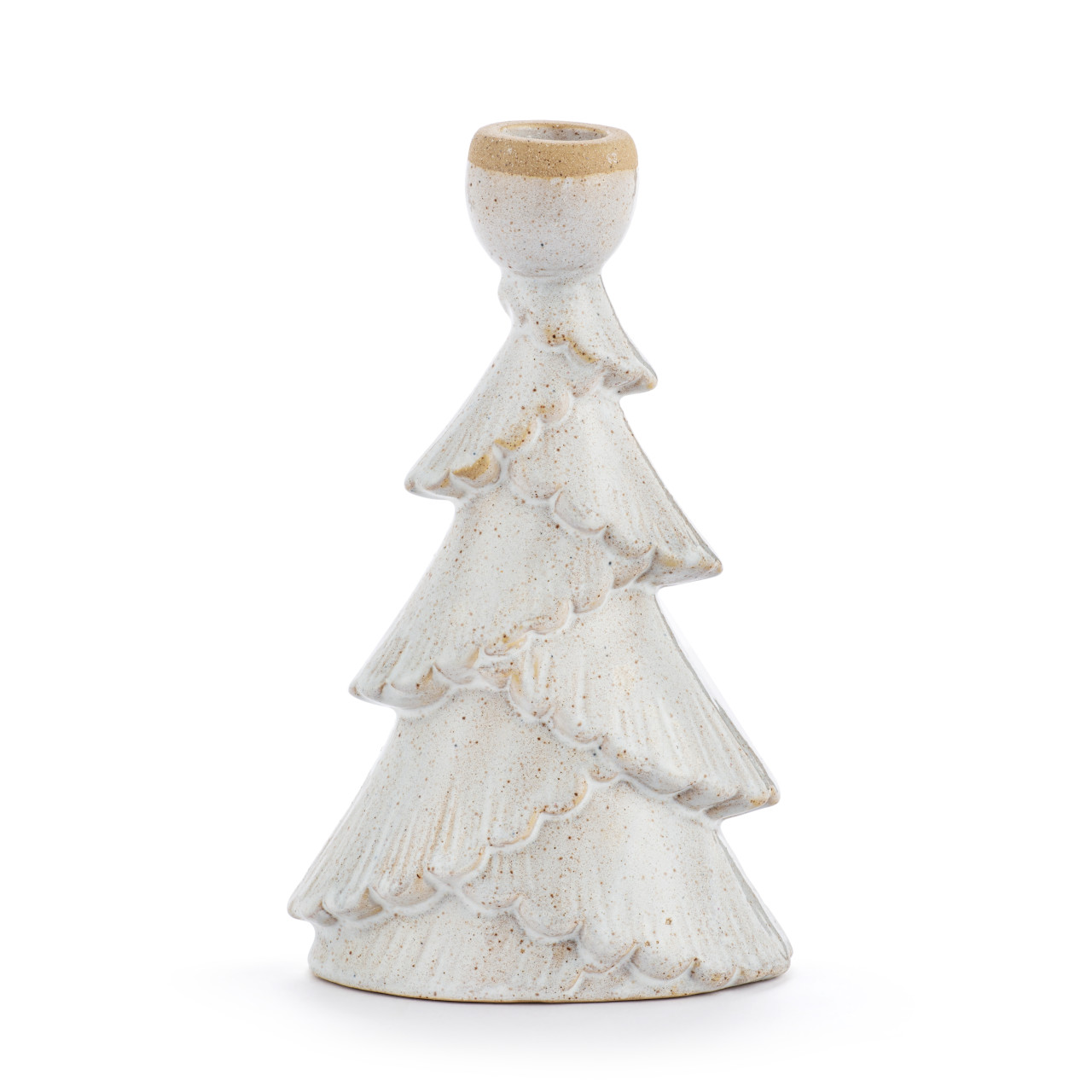 White Ceramic Ruffle Tree Taper Candle Holder - 4x7in thumbnail