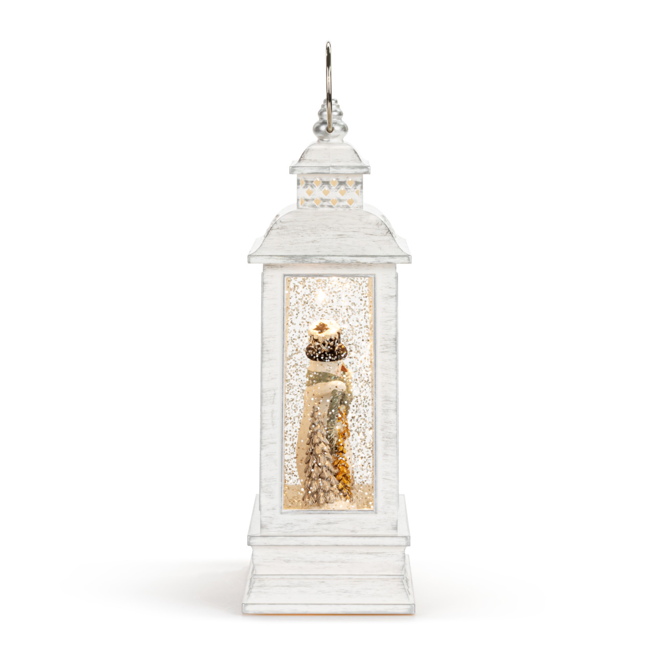 Snowman Joy Lit Musical White USB Snow Globe Lantern - 6.5x10in thumbnail