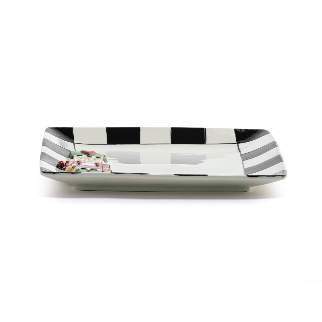 Nutcracker Black and White Checker Square Ceramic Platter - 10.5in thumbnail