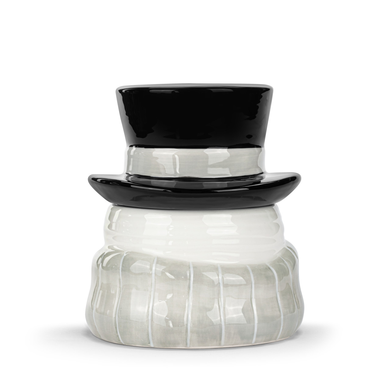 Snowman Red Heart Cream Ceramic Candy Jar - 5x7in thumbnail