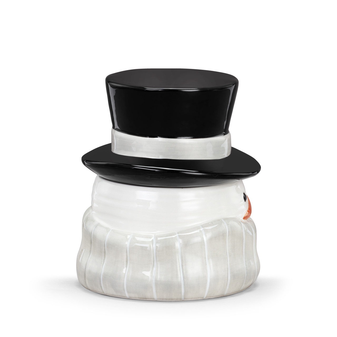 Snowman Red Heart Cream Ceramic Candy Jar - 5x7in thumbnail