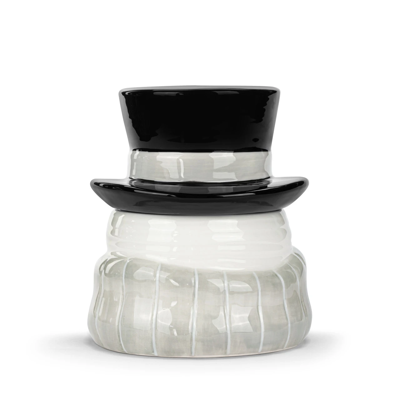 Snowman Red Heart Cream Ceramic Candy Jar - 5x7in thumbnail