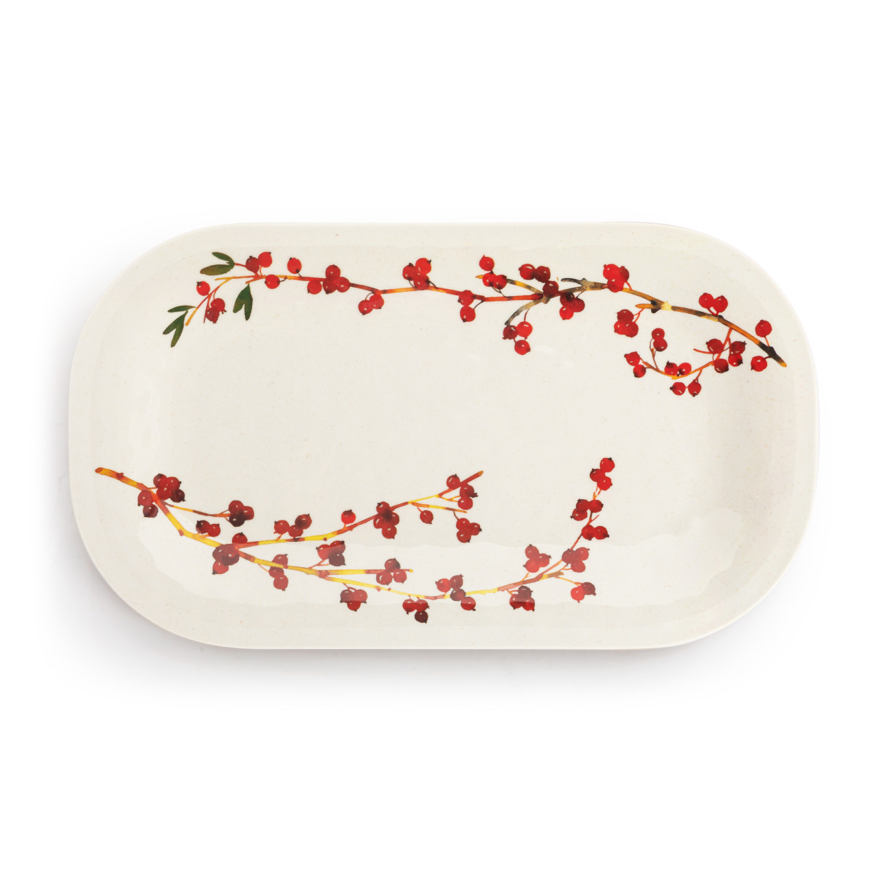 Cranberry Bamboo Medium Melamine Rectangular Platter - 16x9in thumbnail