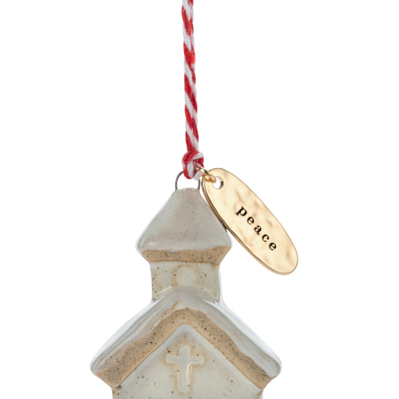 Peace Cream Church Shaped Ornament - 1.5x2in thumbnail