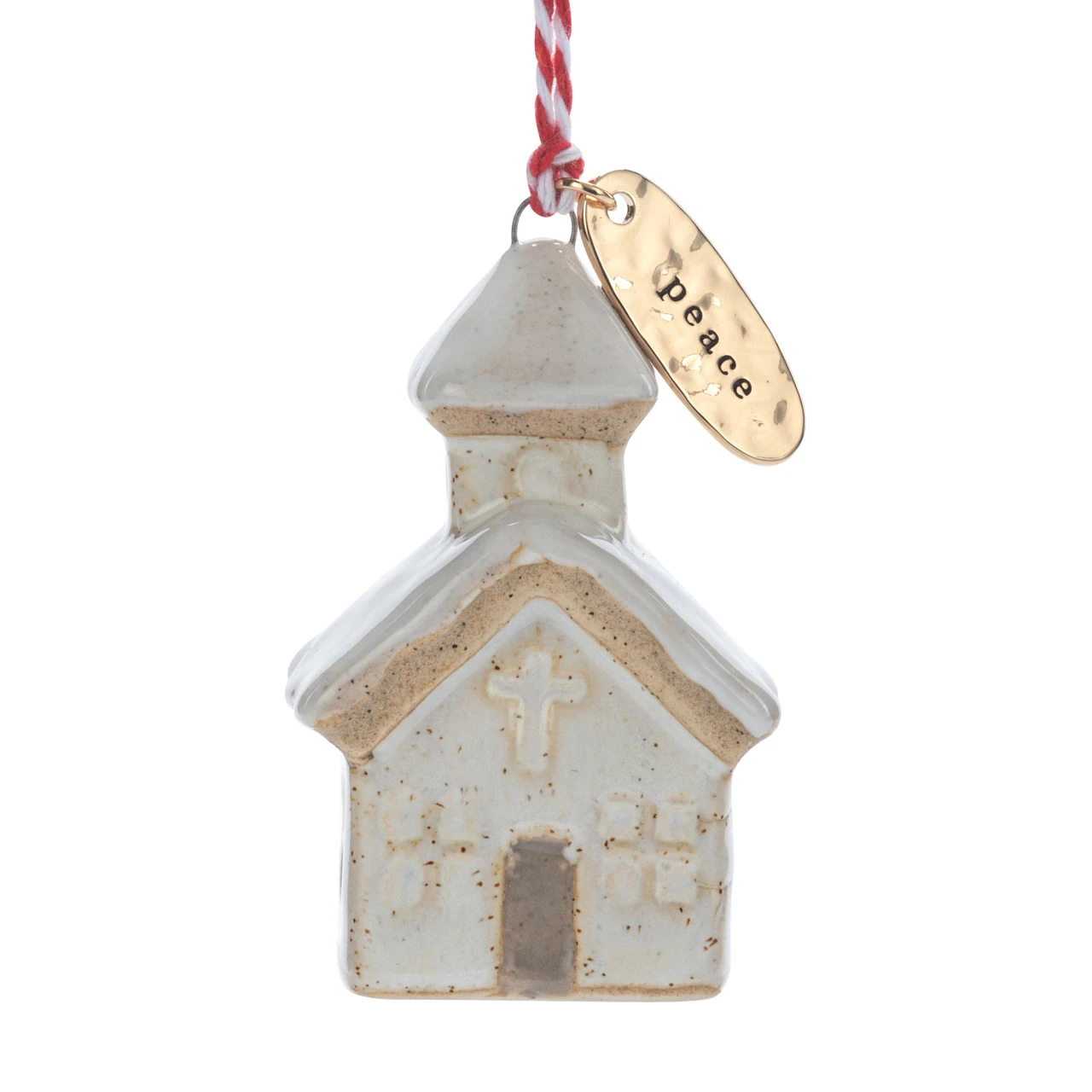 Peace Cream Church Shaped Ornament - 1.5x2in thumbnail