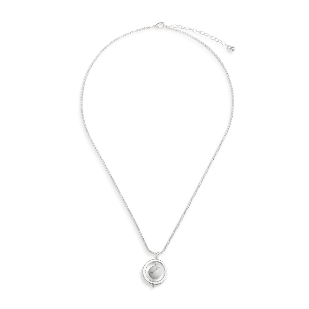 BeCalm Silver Beaded Necklace - 18in thumbnail