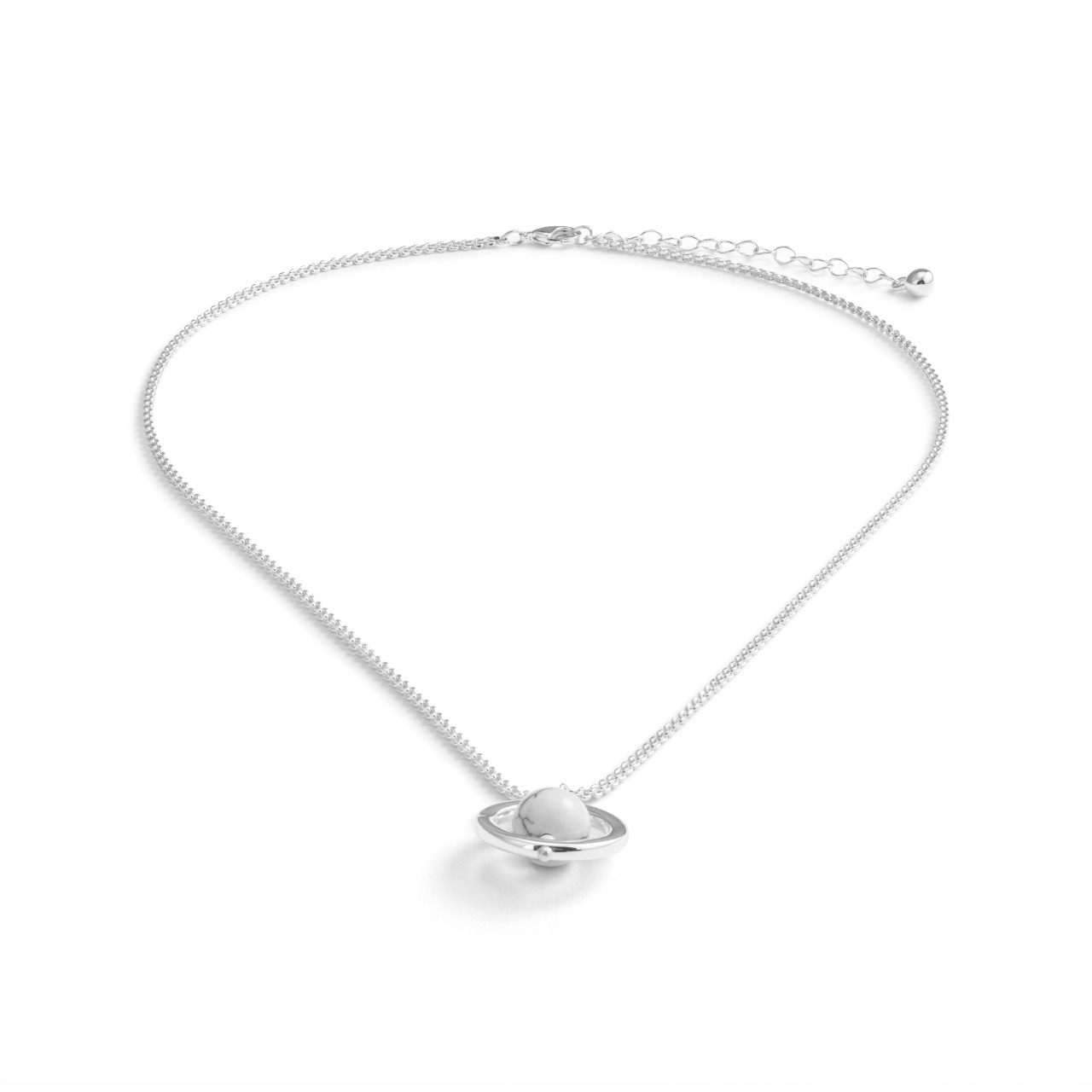 BeCalm Silver Beaded Necklace - 18in thumbnail