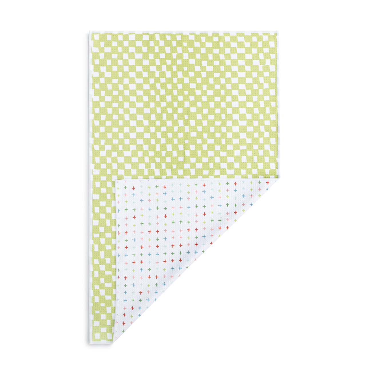 Green Checker Absorbent Reversible Towel - 18x30in thumbnail
