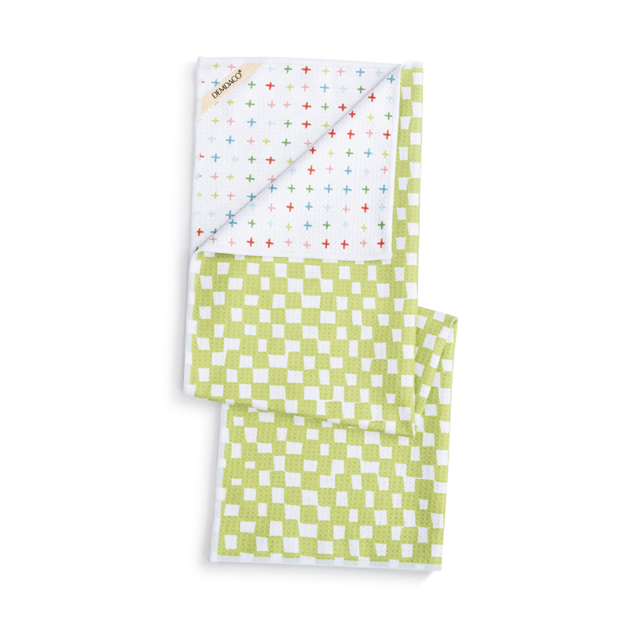 Green Checker Absorbent Reversible Towel - 18x30in thumbnail