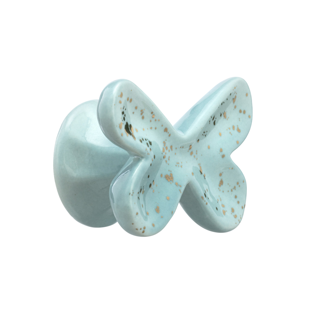 Blue and Gold Ceramic Butterfly Wall Hook - 4x3in thumbnail