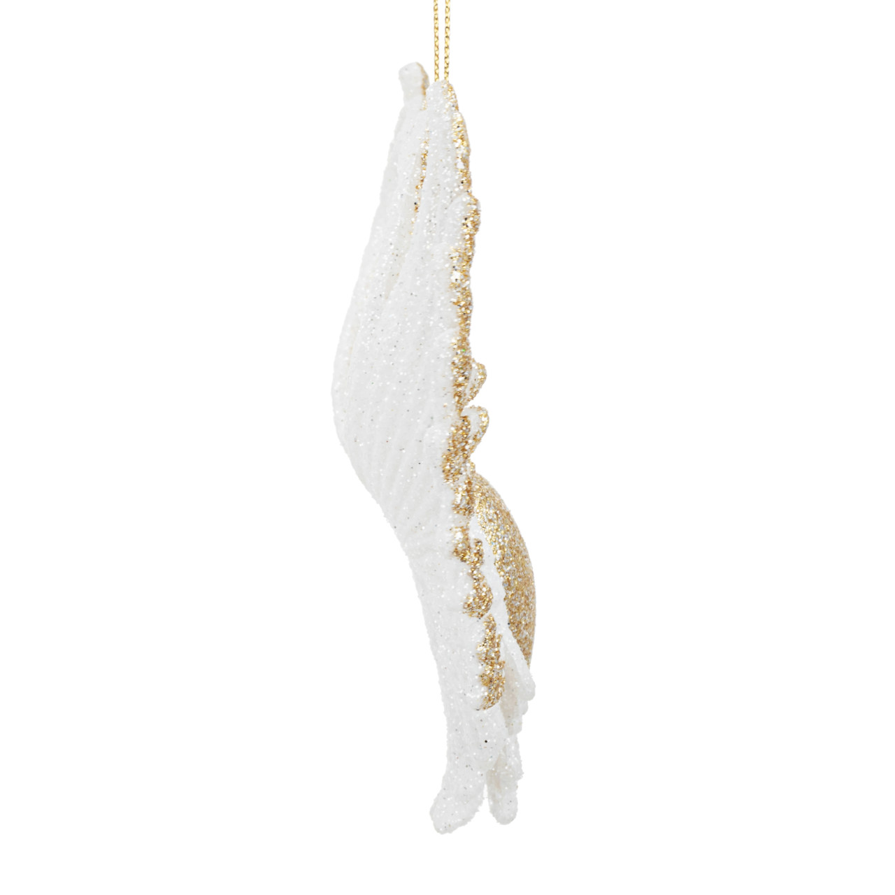 White and Gold Angel Wing with Heart Ornament - 5x4in thumbnail