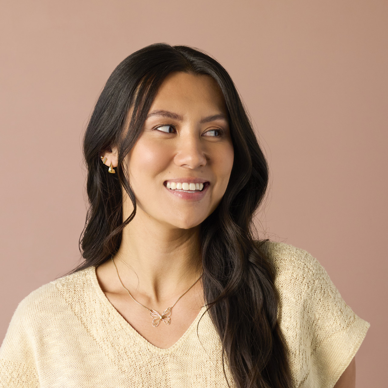 Butterfly Open Charm Gold Necklace 16in thumbnail