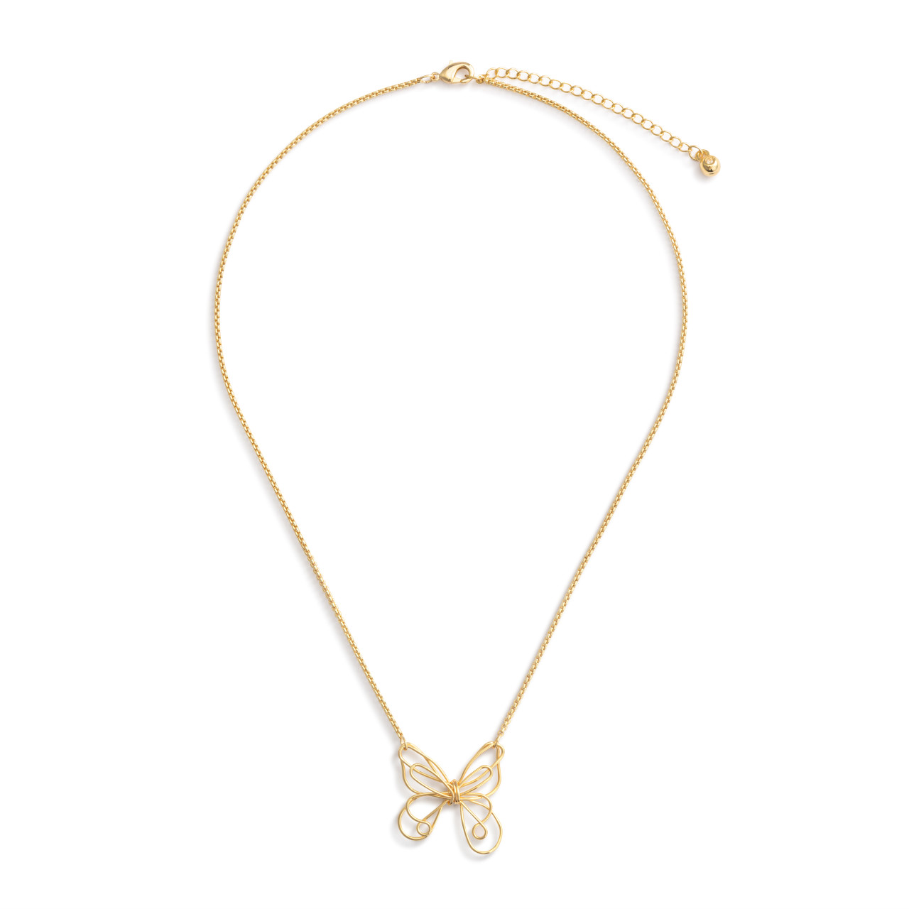 Butterfly Open Charm Gold Necklace 16in thumbnail