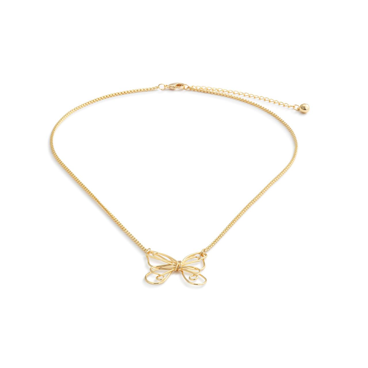 Butterfly Open Charm Gold Necklace 16in thumbnail