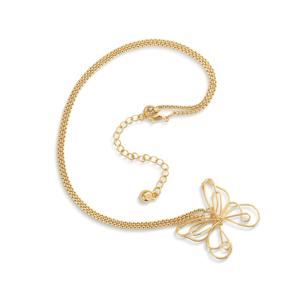 Butterfly Open Charm Gold Necklace 16in thumbnail