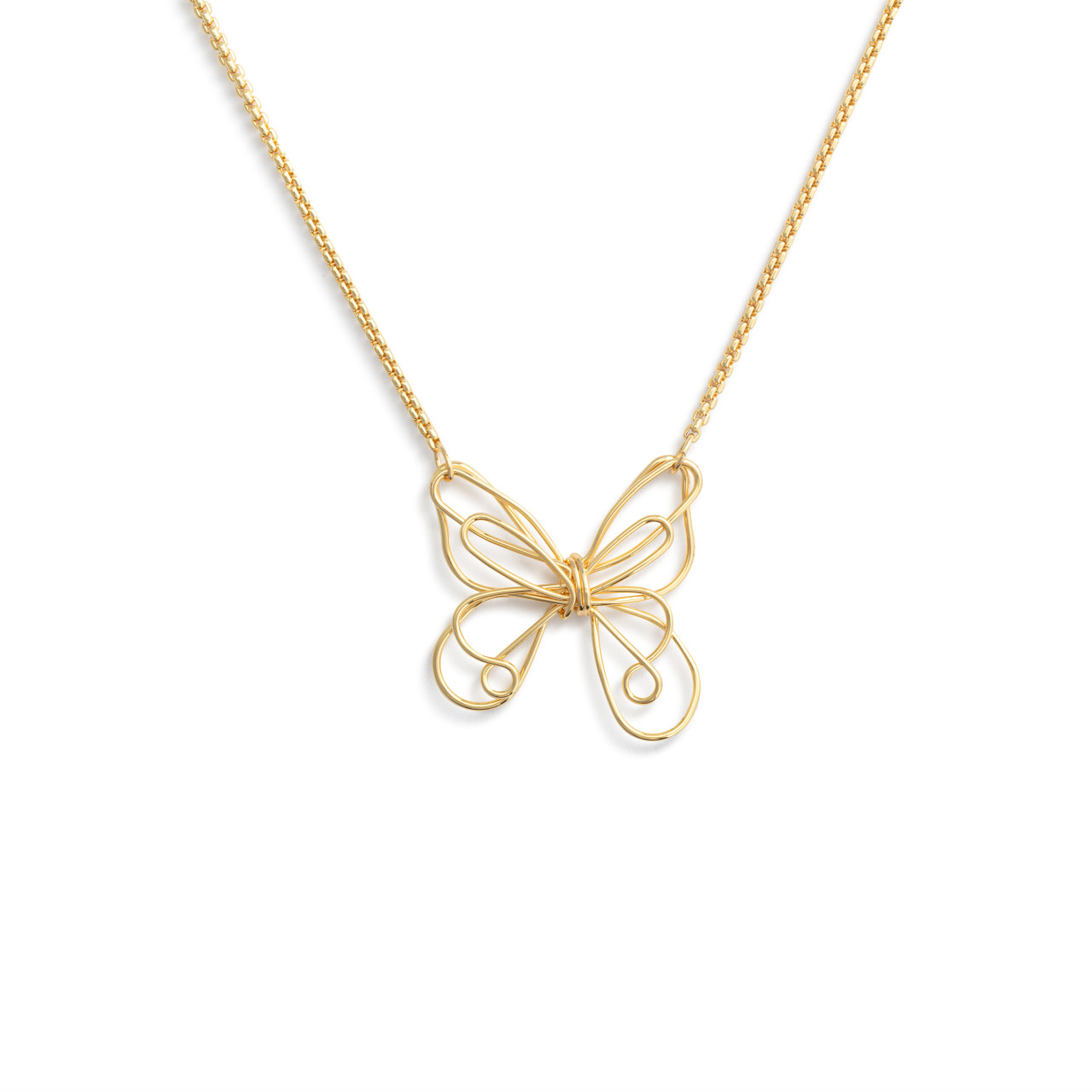 Butterfly Open Charm Gold Necklace 16in thumbnail